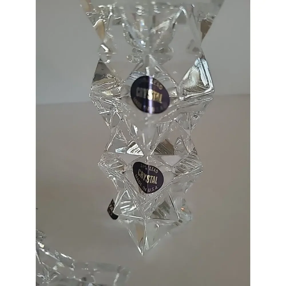 The American Crystal Collection 6 Stackable Candlesticks USA Made